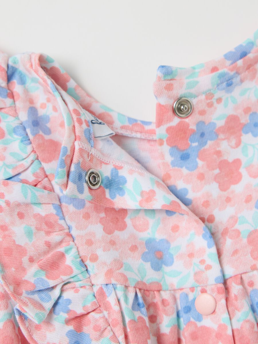 Pink and light blue cotton dress with small flowers print_3