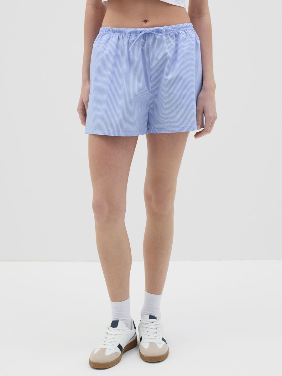 Blue check shorts in cotton_1