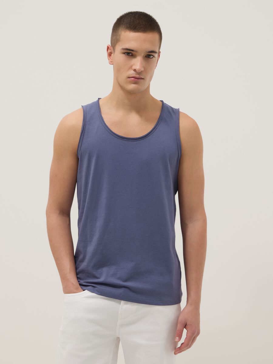 Blue pure cotton vest top_0