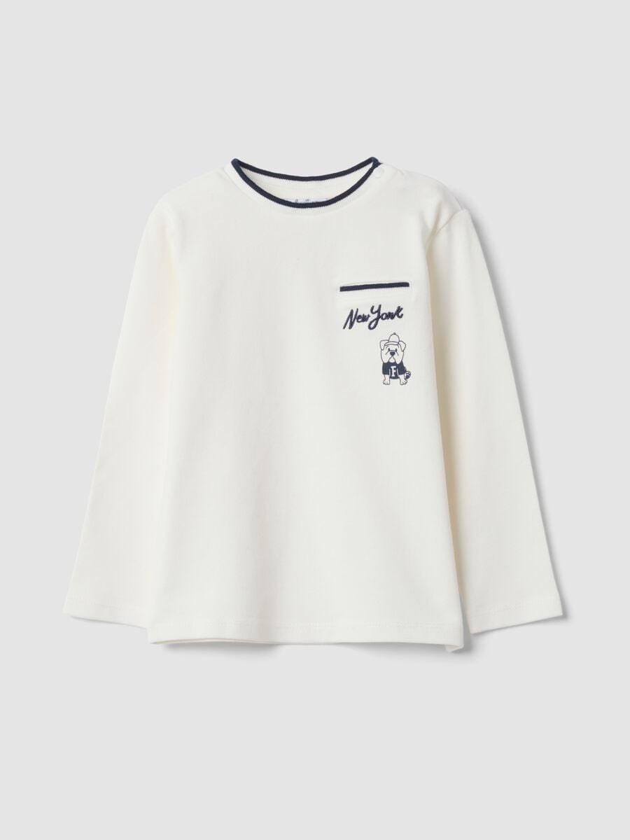 White crew-neck T-shirt in organic stretch cotton_0