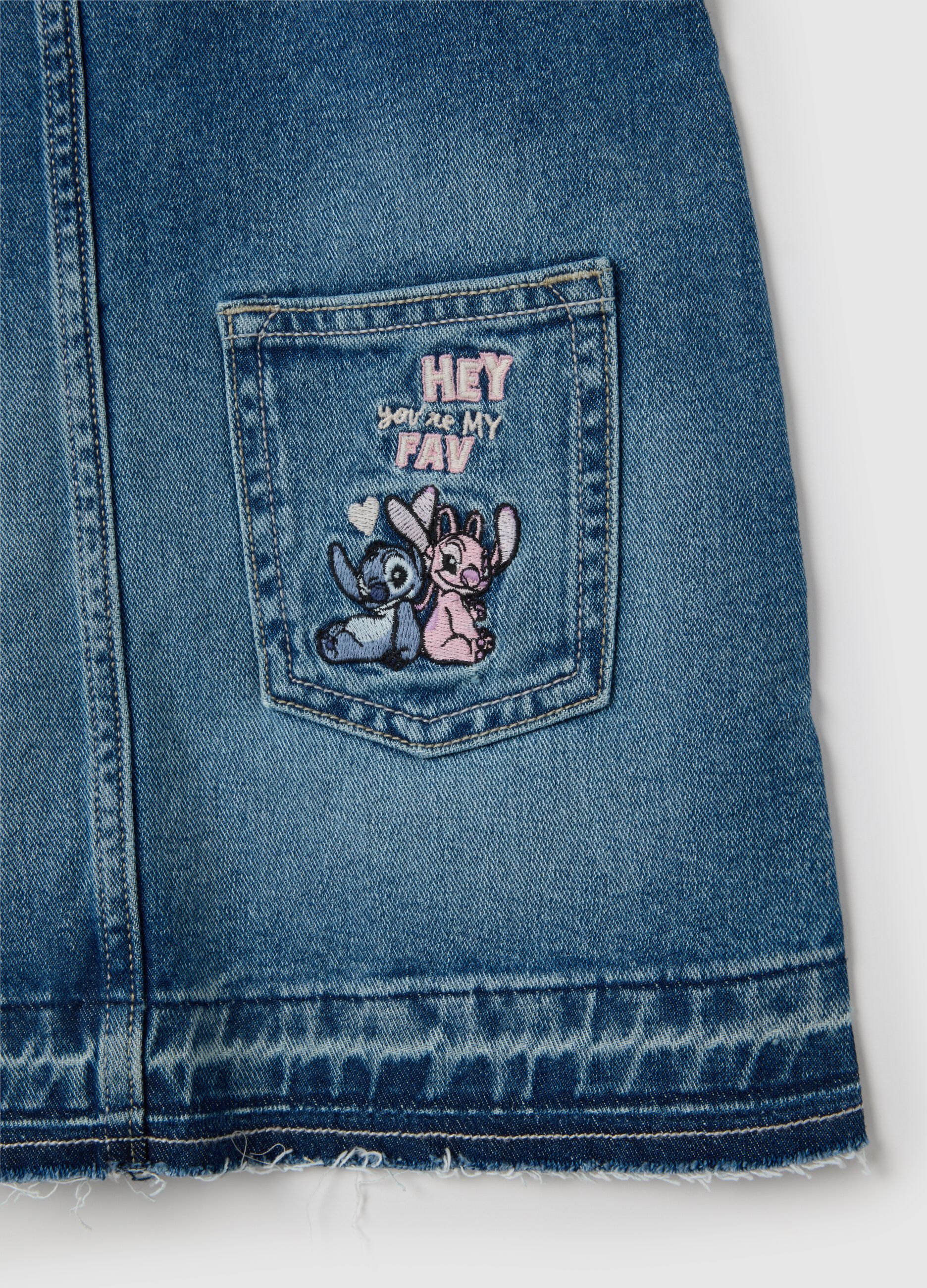 Girls' denim dungarees with embroidery