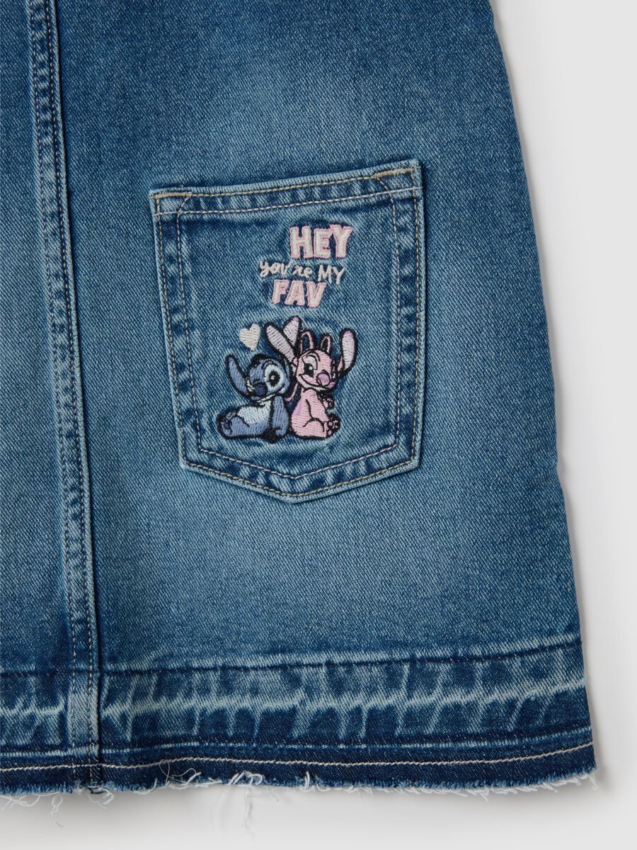 Salopette da bambina in denim con ricami_3