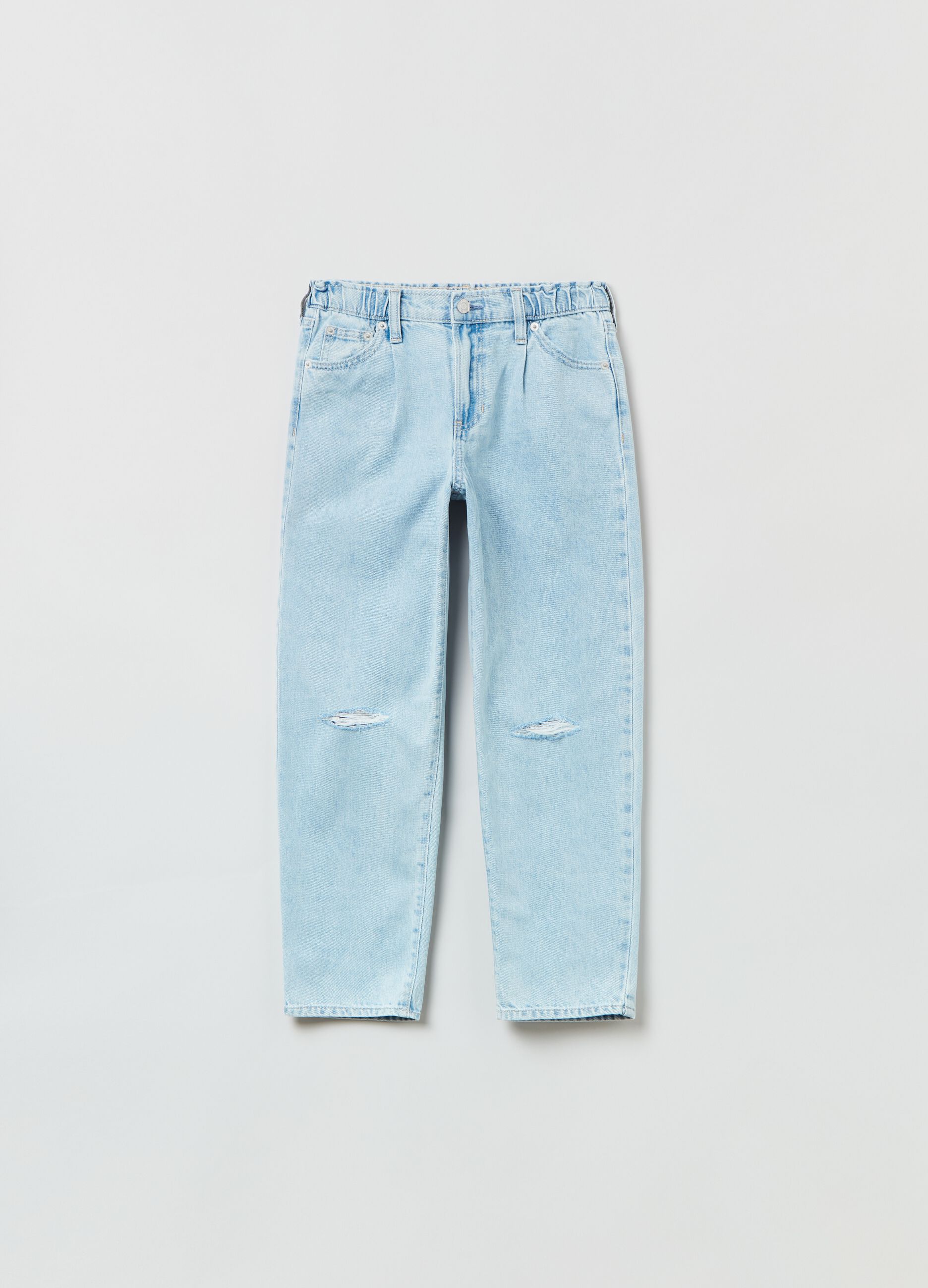 Mum-fit jeans with rips