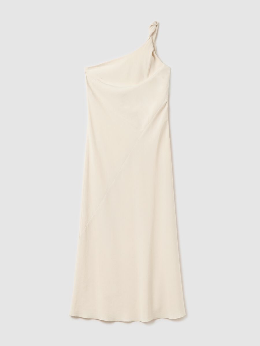 Cream one-shoulder dress in linen_4