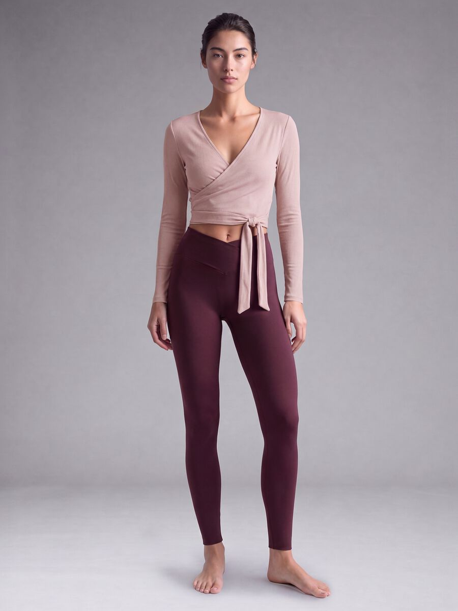 Leggings slim viola in tessuto elasticizzato a vita regular ALTAVIA STUDIO_1