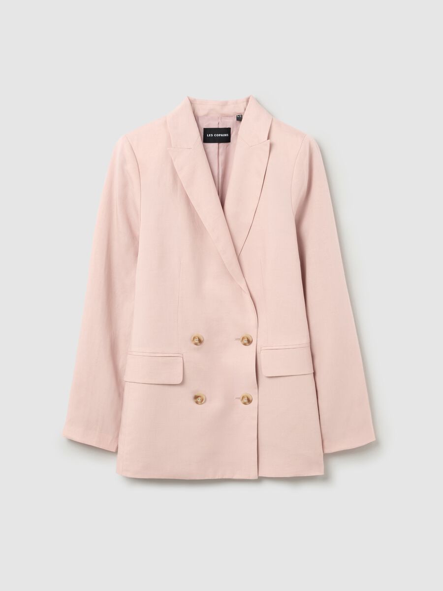 Double-breasted blazer in Lyocell and linen_4