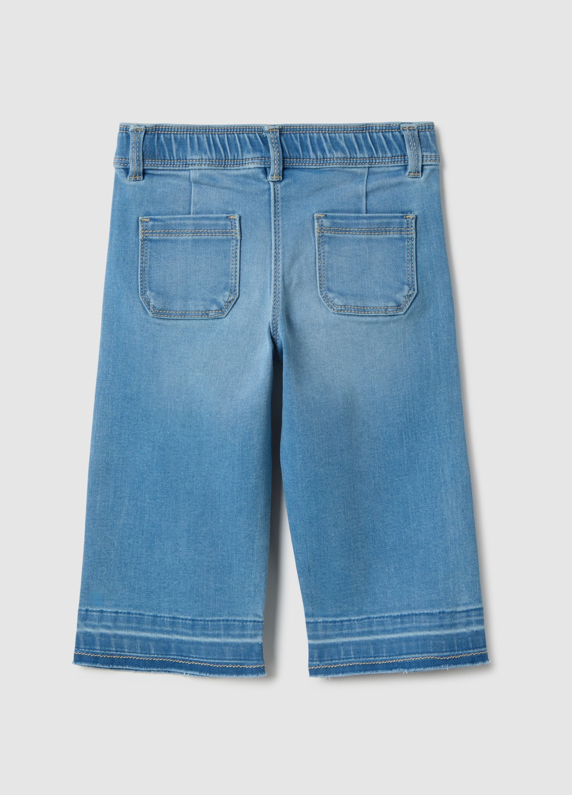 Girl's regular fit blue cotton blend trousers