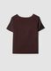 Brown satin stretch V-neck blouse, regular fit_2