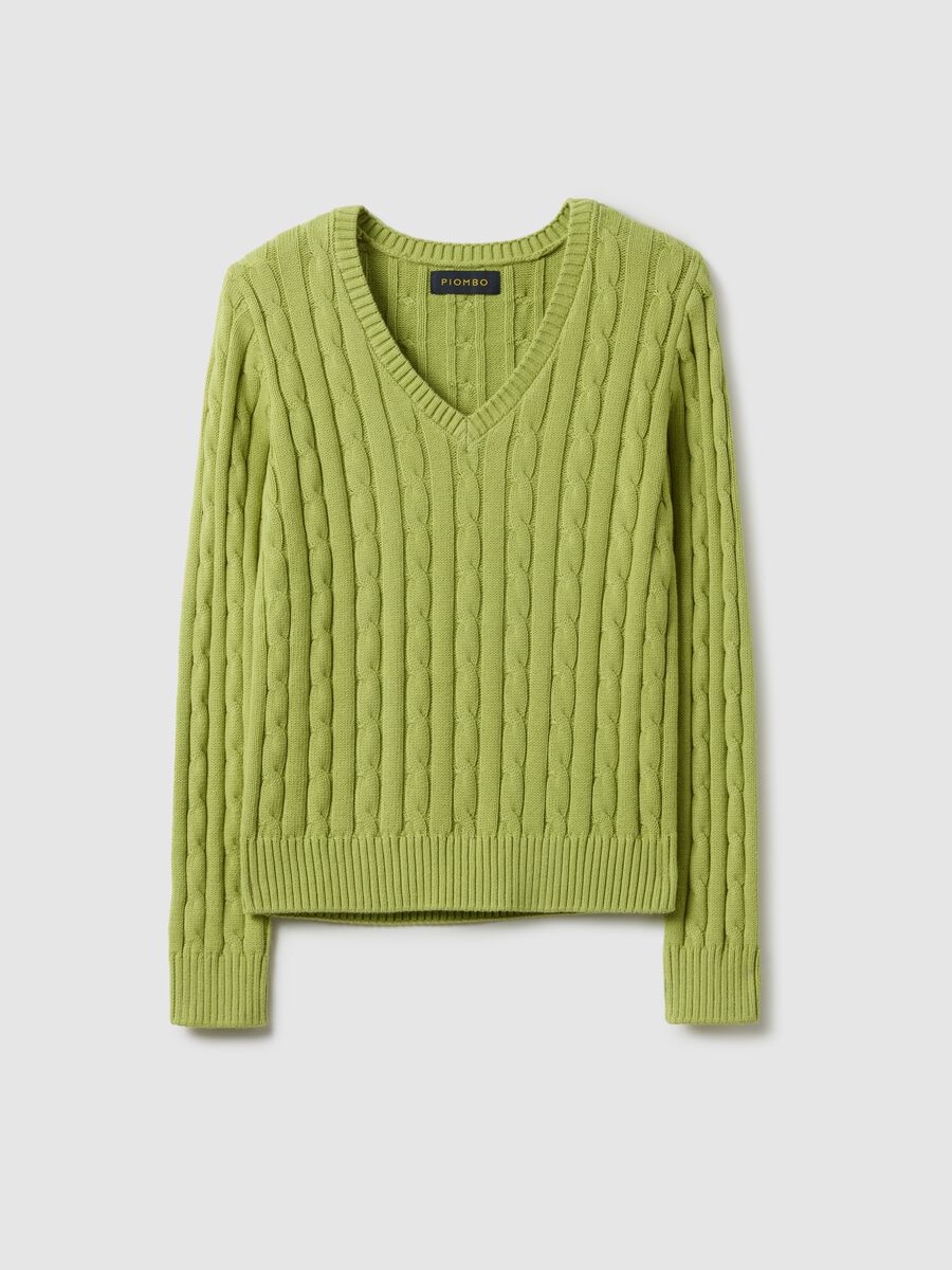 Green pure cotton regular fit cable knit jumper_4