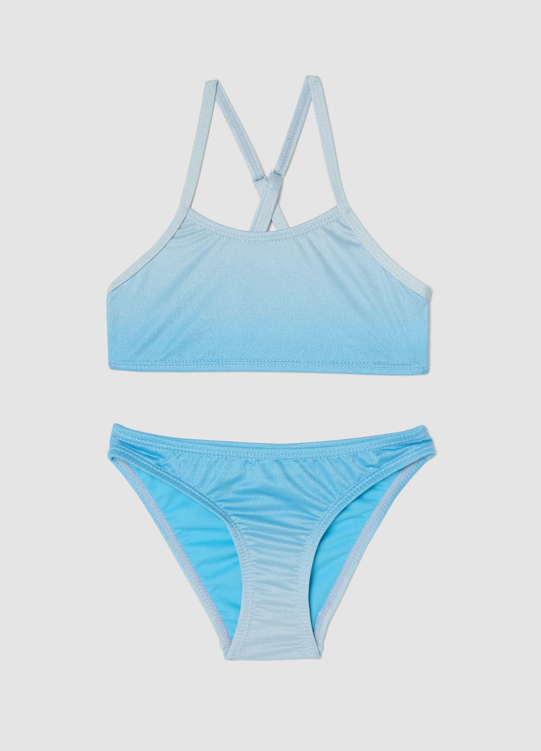 Sky-blue stretch bikini