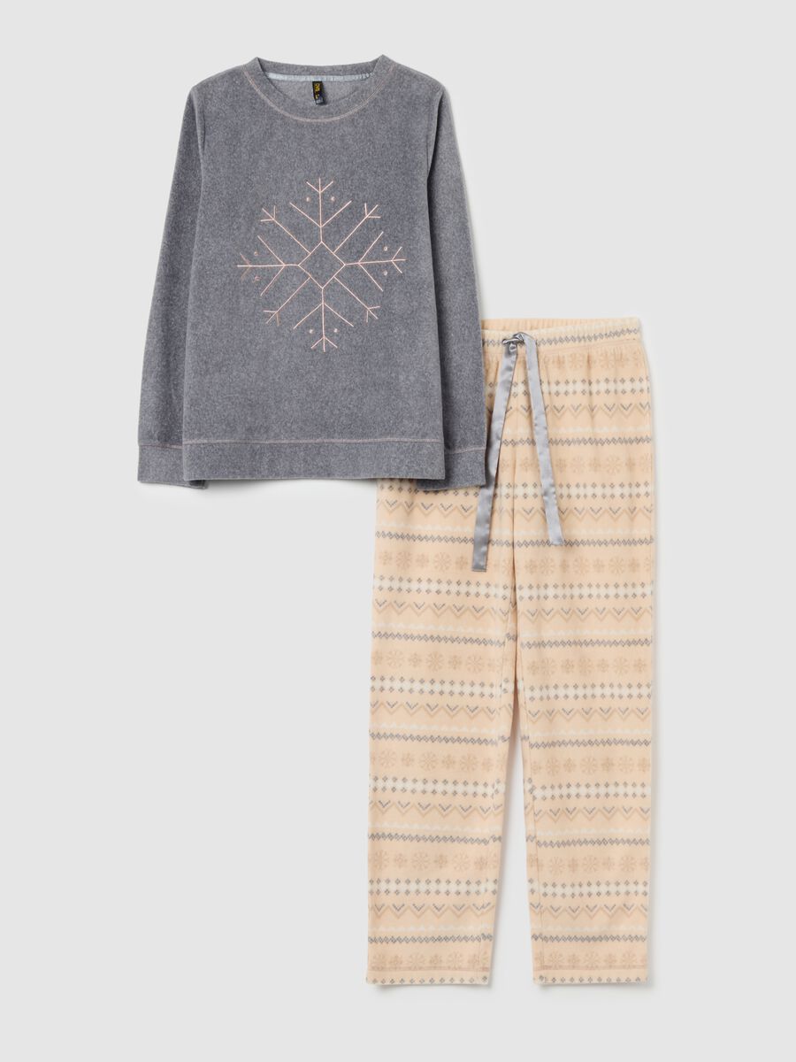 Multicolour Christmas pyjama regular fit with snowflakes_4