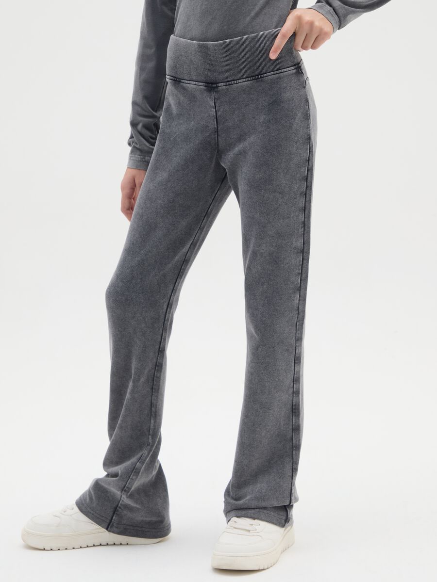 Grey Stretch Flare Trousers_2