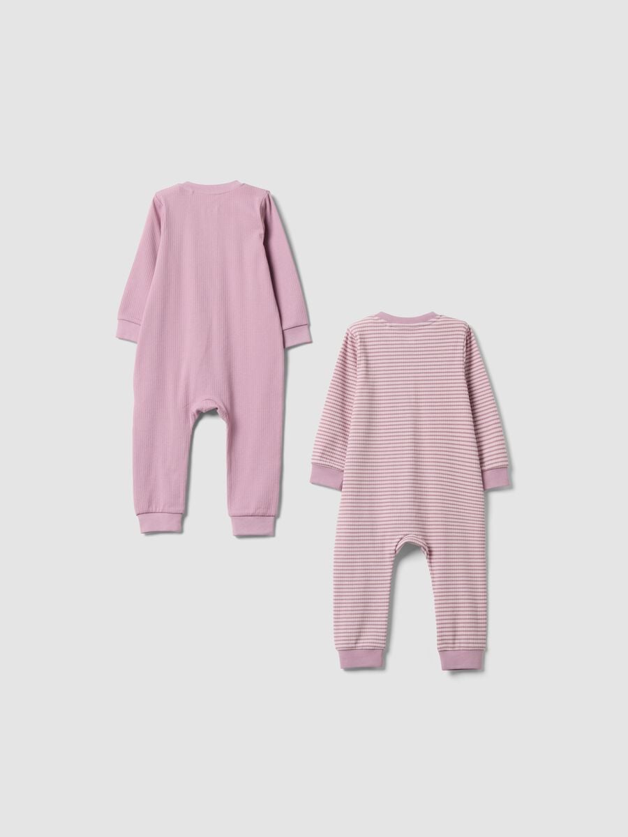 Bipack di tutine rosa in misto cotone organico elasticizzato con zip per neonata_1