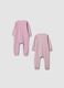 Two-pack of pink stretch organic cotton blend sleepsuits with zip for baby girl_1