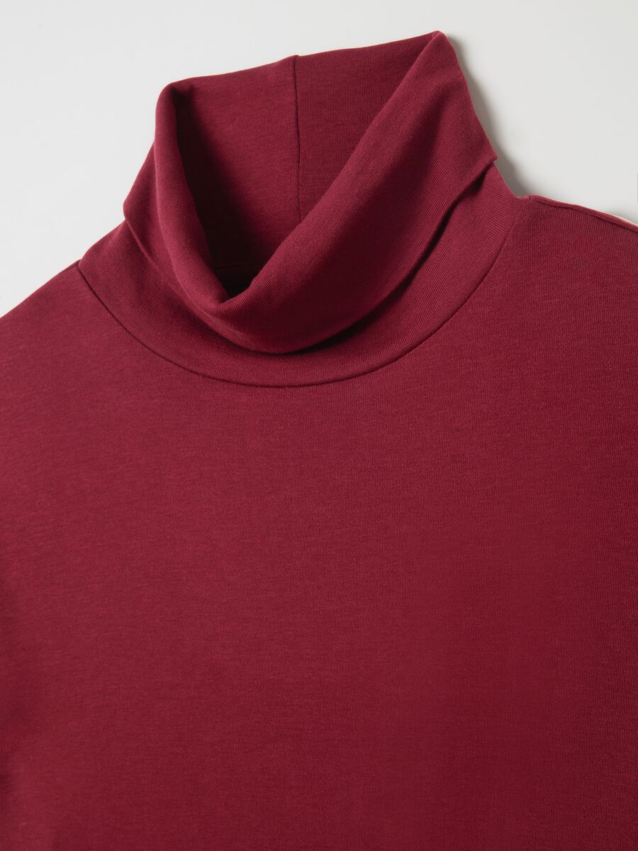 Interlock cotton T-shirt with high neck_5