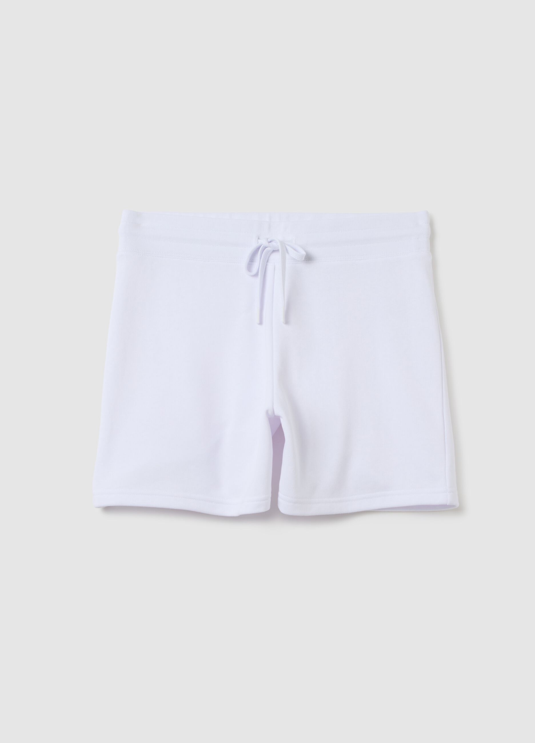 Shorts da donna in misto cotone bianco regular fit