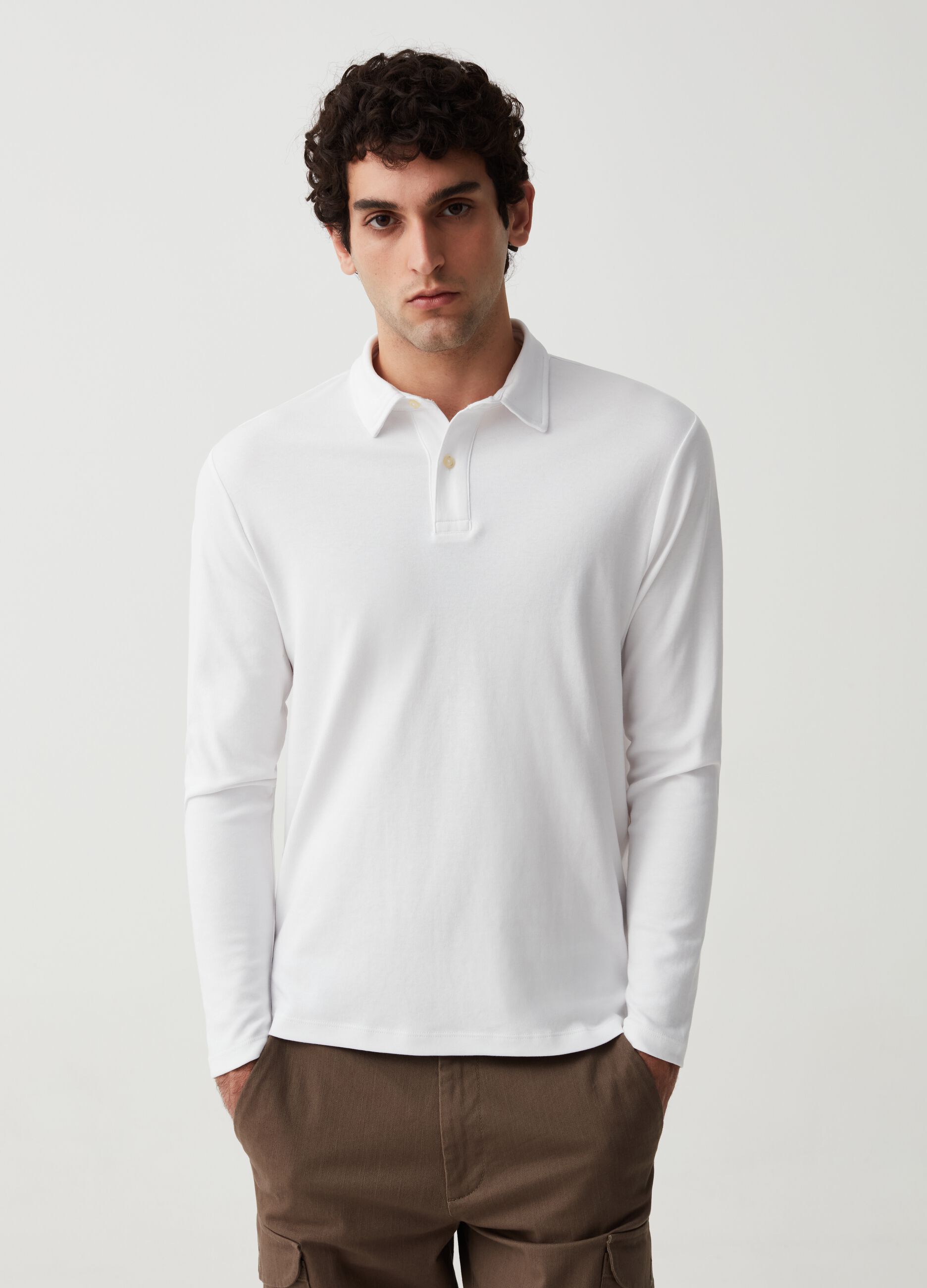 Polo a maniche lunghe in cotone