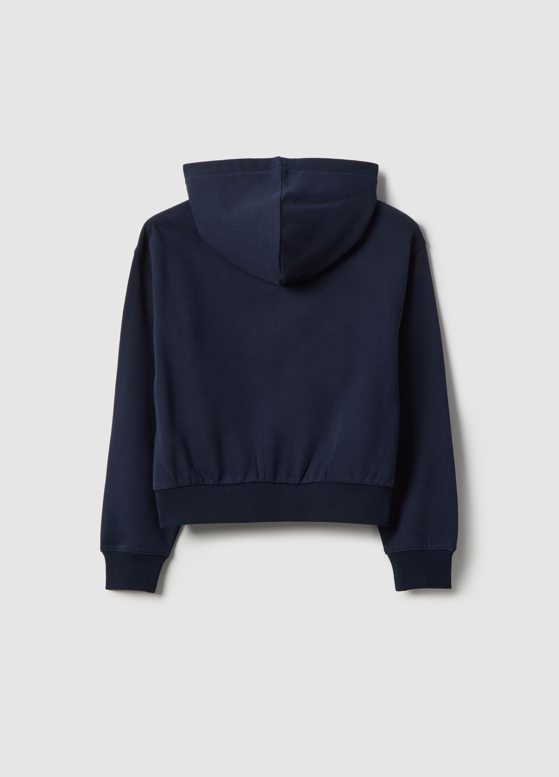 Blue pure cotton hoodie with zip for girls, regular fit