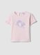 Pink pure organic cotton baby girls&rsquo; T-shirt with print and frill sleeves_0