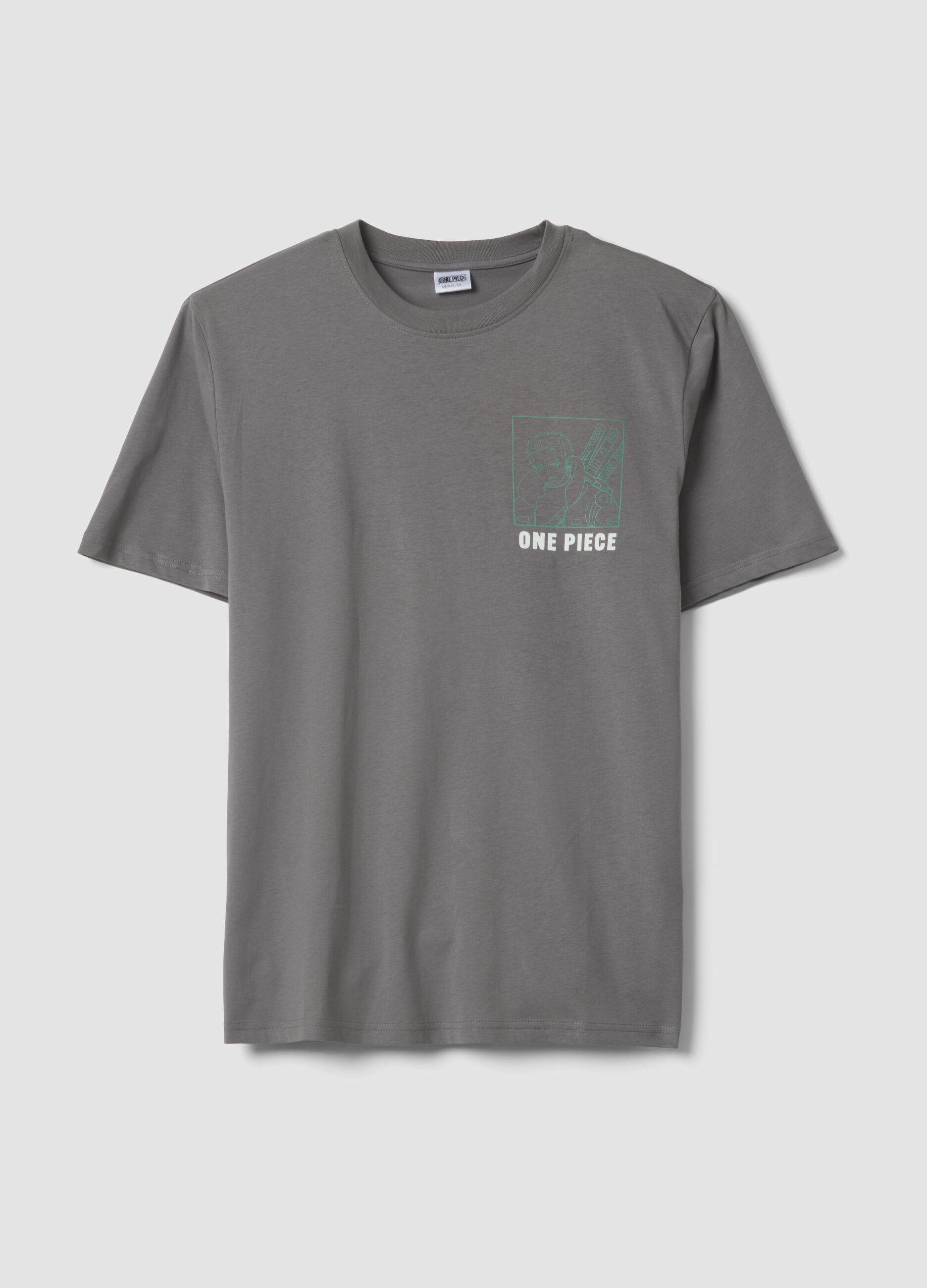 Grey One Piece print T-shirt in pure cotton, relaxed fit