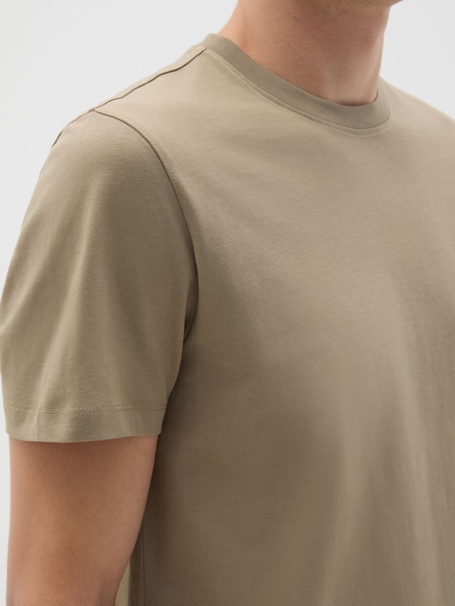 Beige pure cotton regular fit T-shirt_3