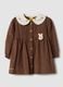 Light brown pure cotton dress with Winnie the Pooh print, wide fit_0