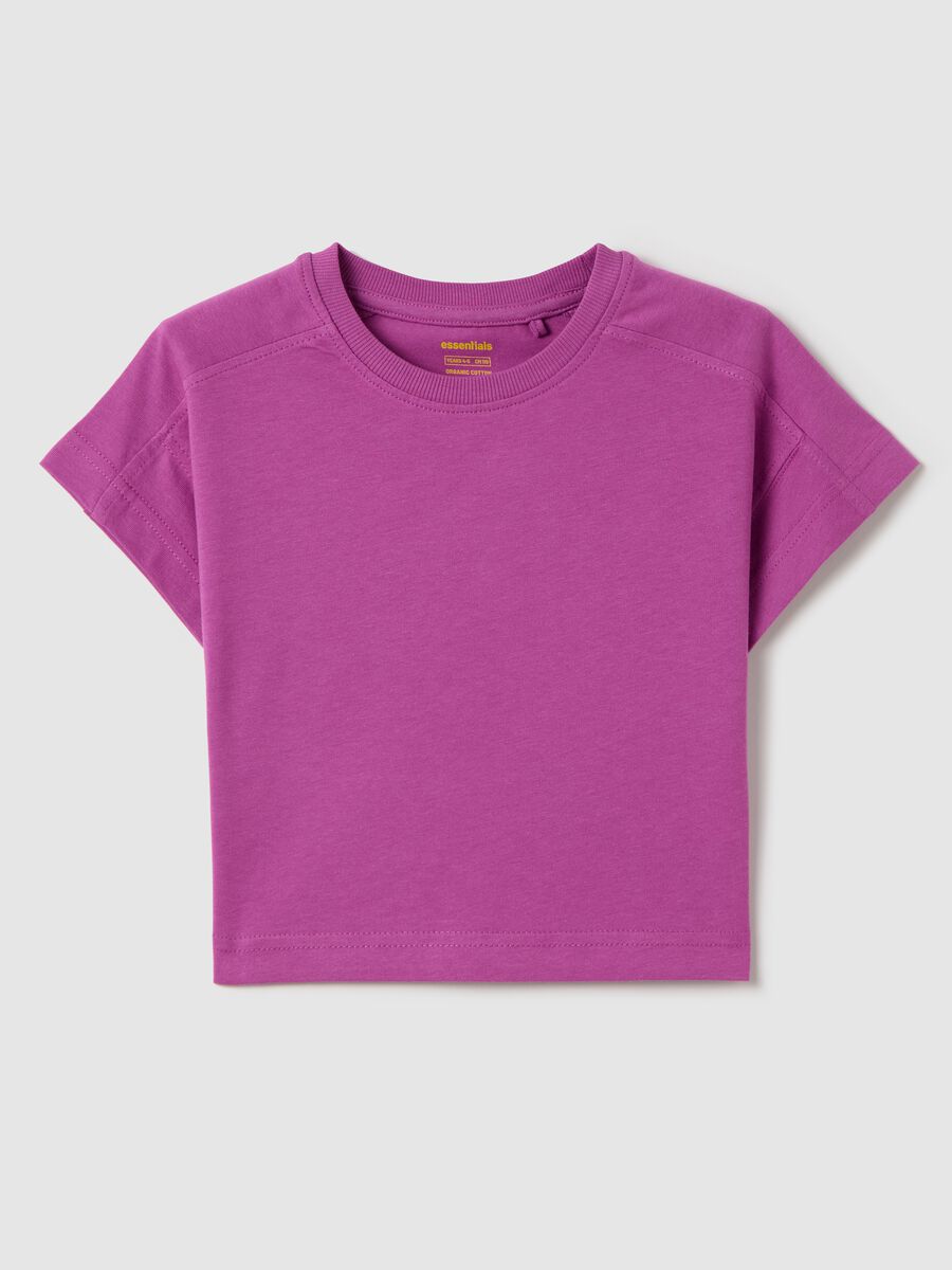 Essential purple boxy-fit T-shirt in organic cotton_0