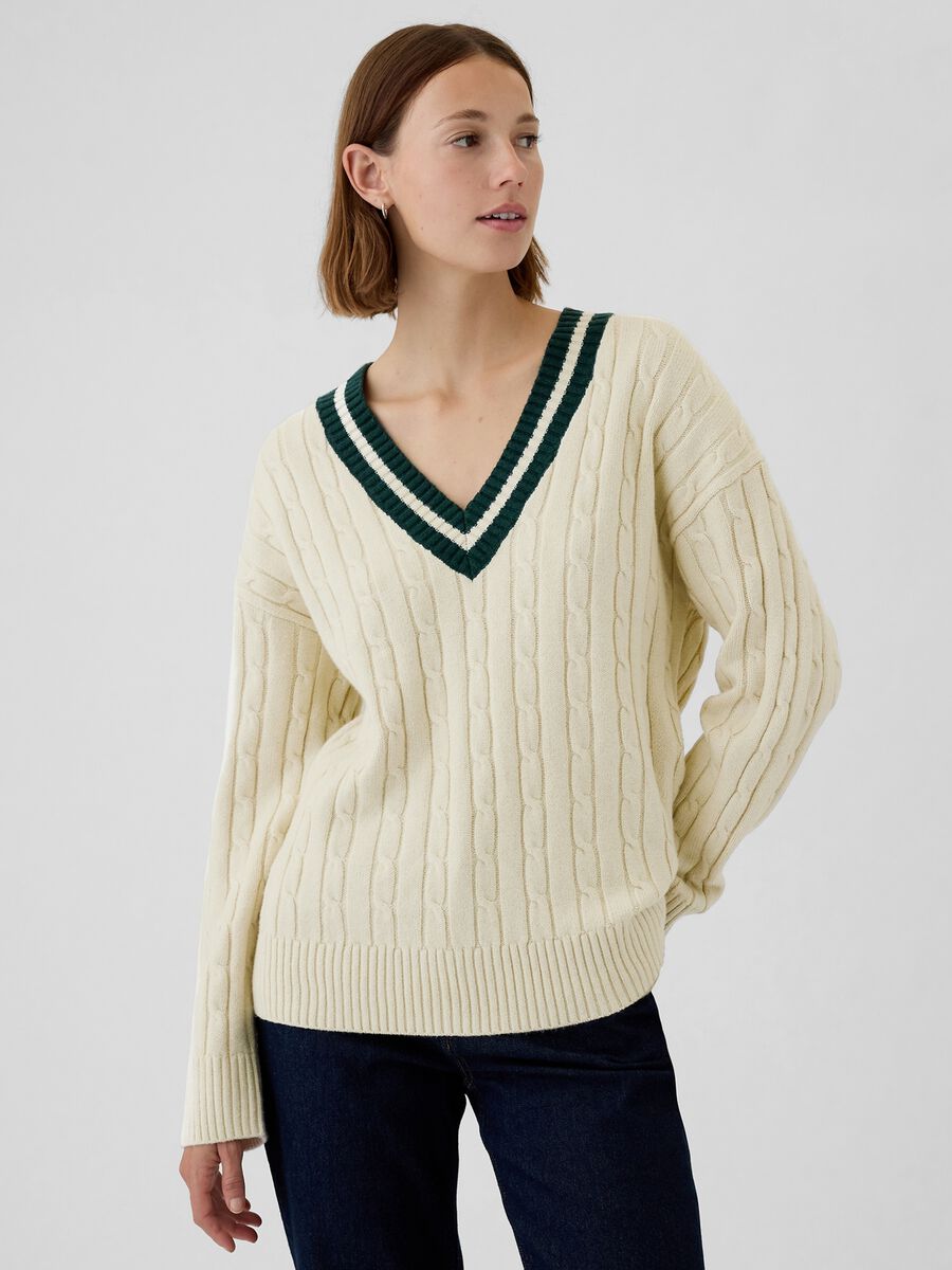 Pullover oversize con profili rigati_0