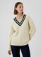 Oversized pullover with striped edging_0
