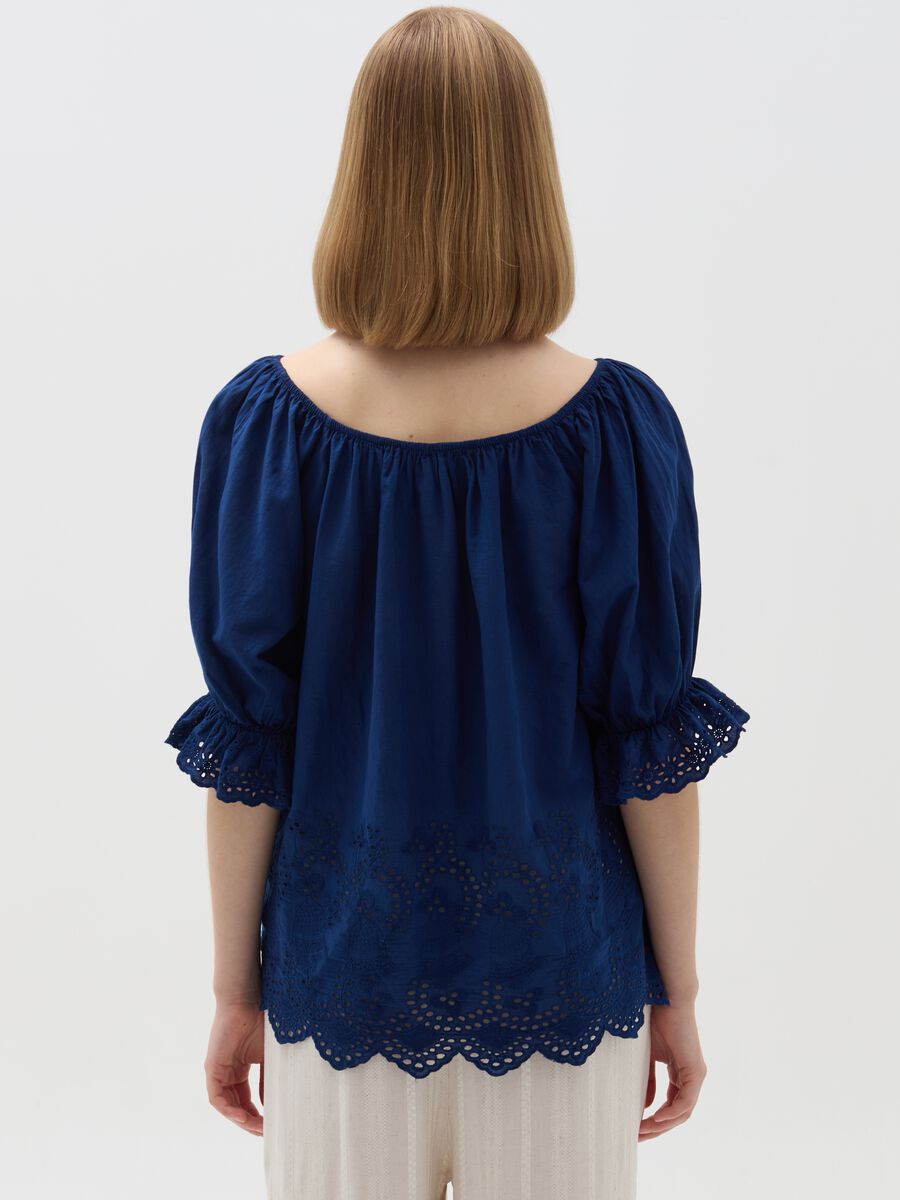 Blouse with embroidery and openwork details_2