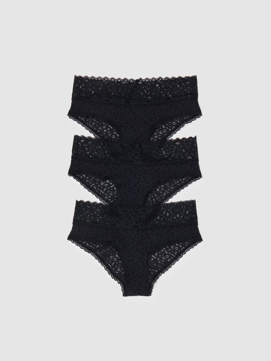 Three-pack French knickers in lace_0