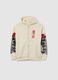 Children's beige cotton blend hoodie regular fit with zip_0