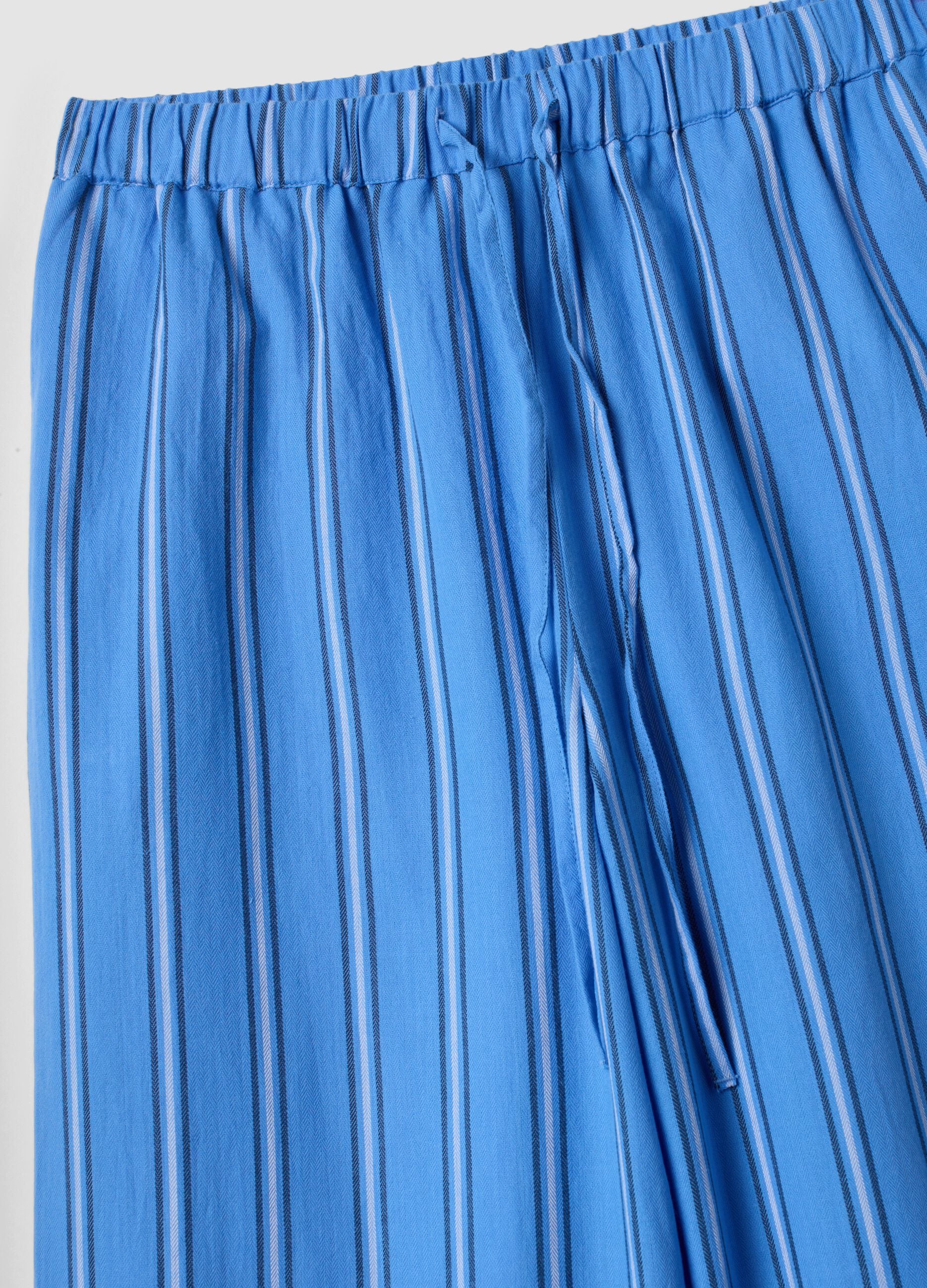 Blue pure cotton striped beach cover-up trousers