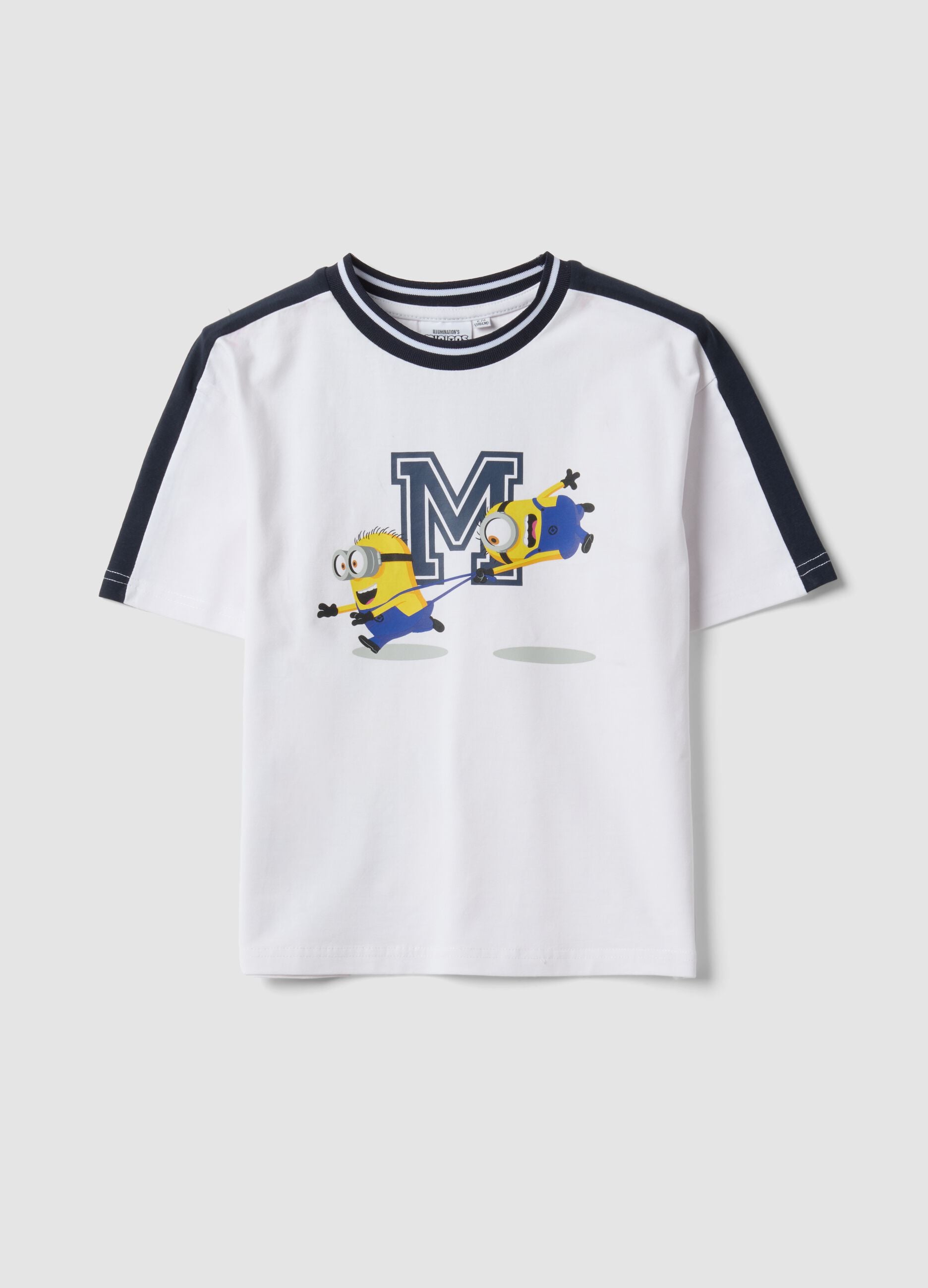 White oversized stretch cotton T-shirt with Minions print for boys