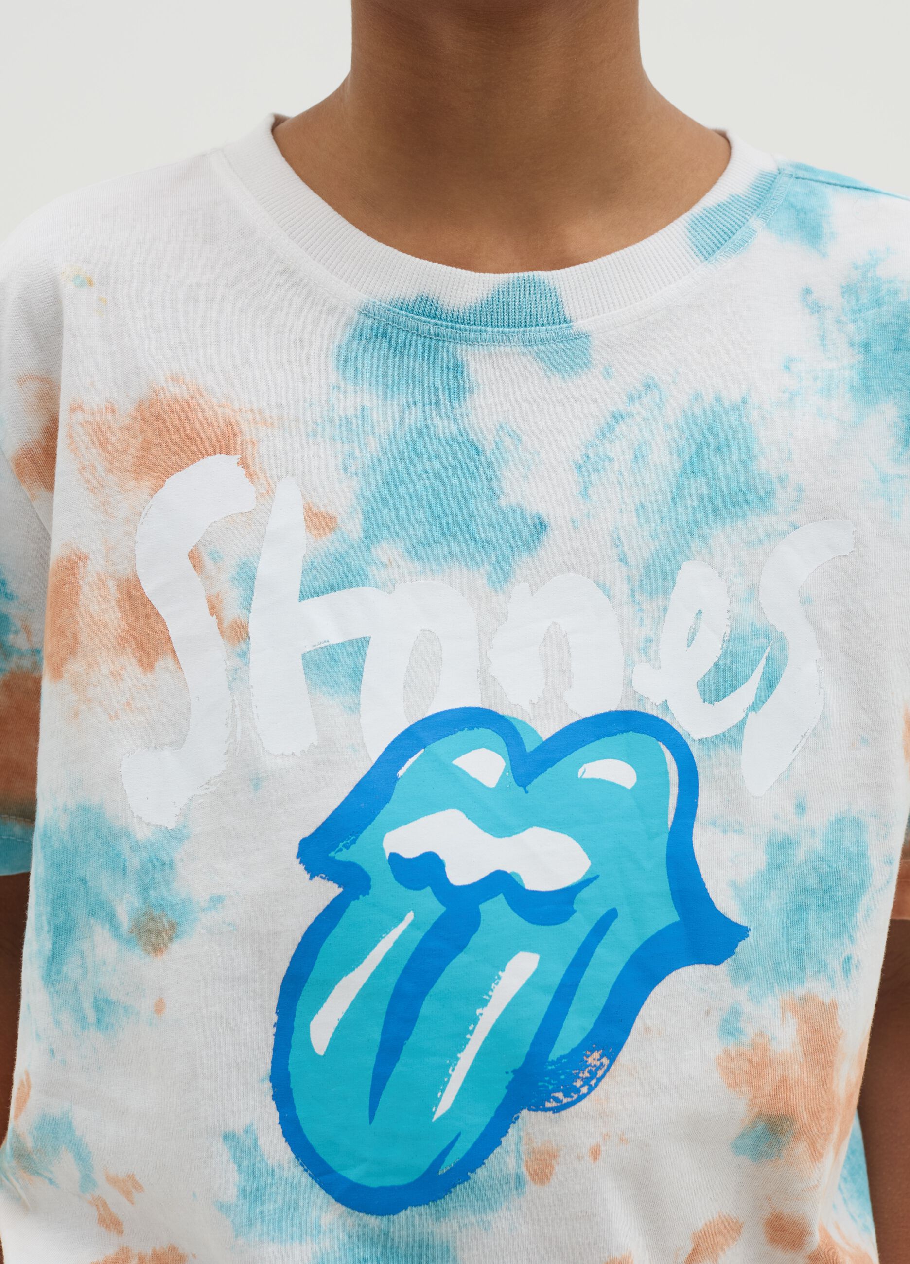 Tie-dye T-shirt with The Rolling Stones print