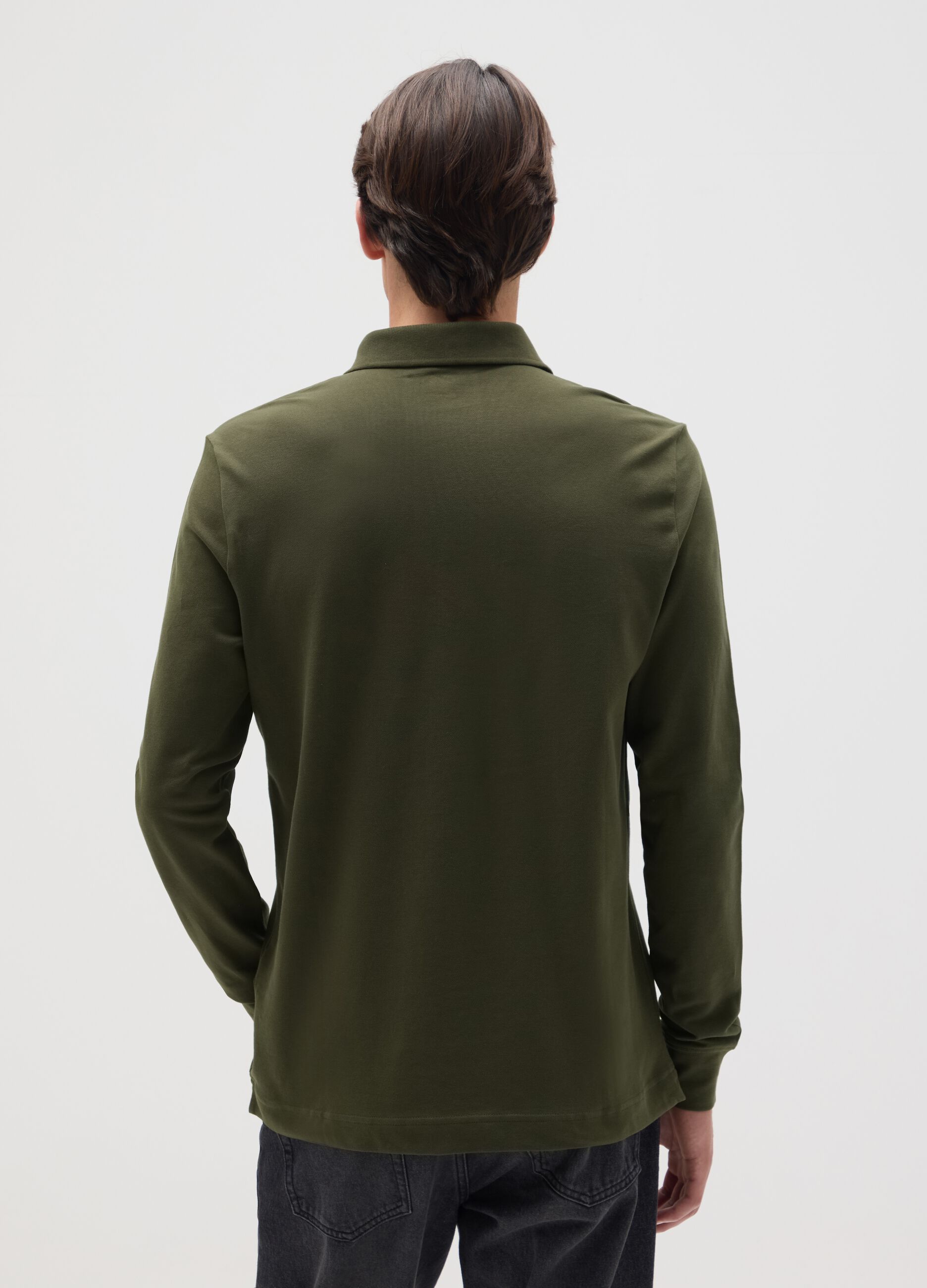 Green regular fit stretch cotton polo