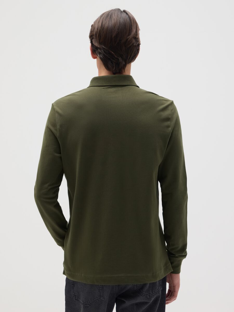 Polo in cotone elasticizzato verde regular fit_2