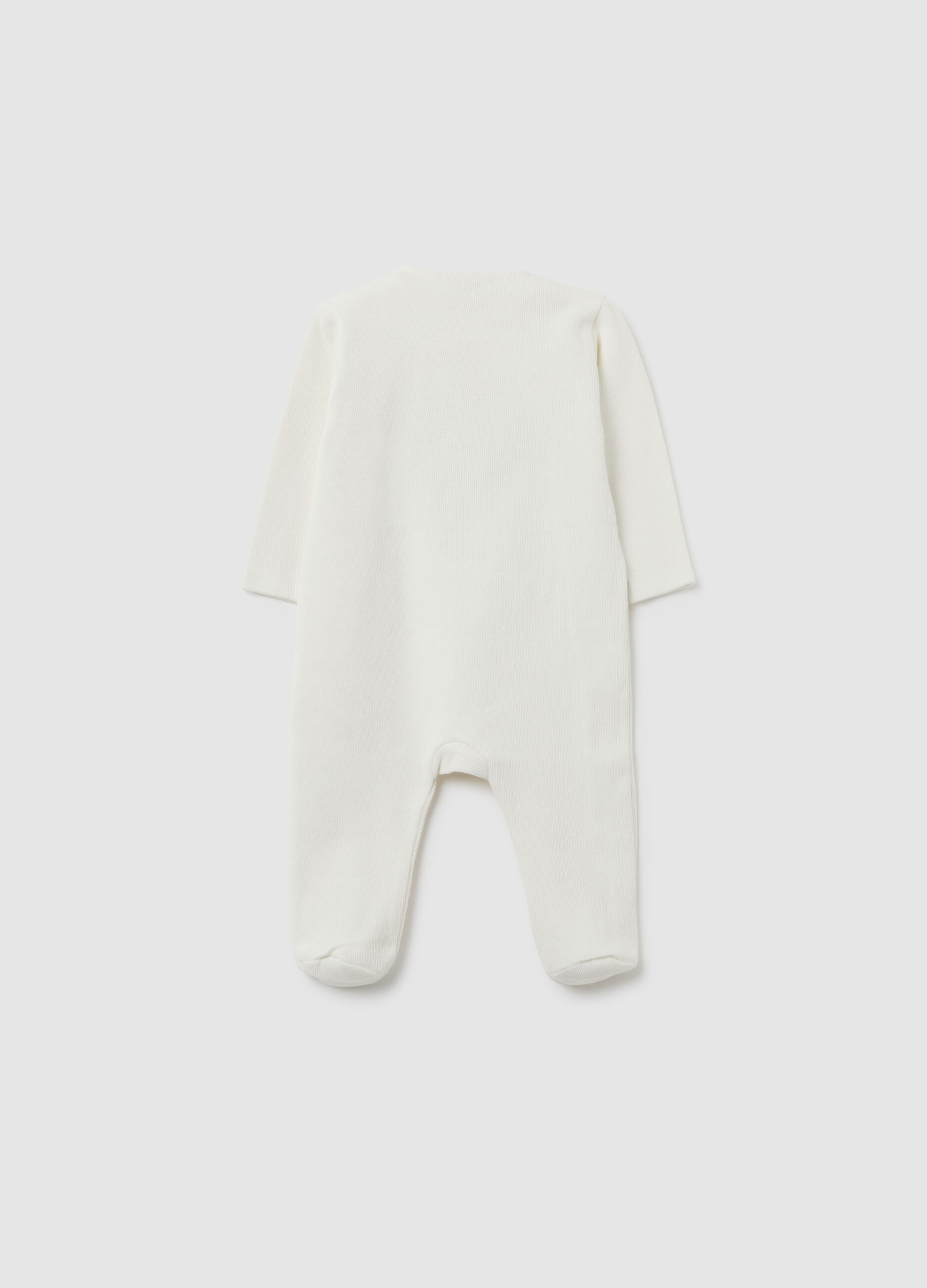 White pure cotton baby romper with lions