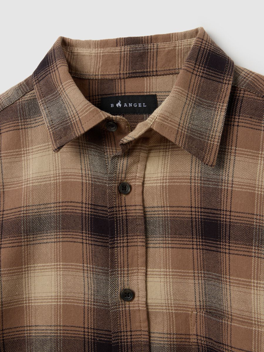 Camicia in puro cotone marrone regular fit_1