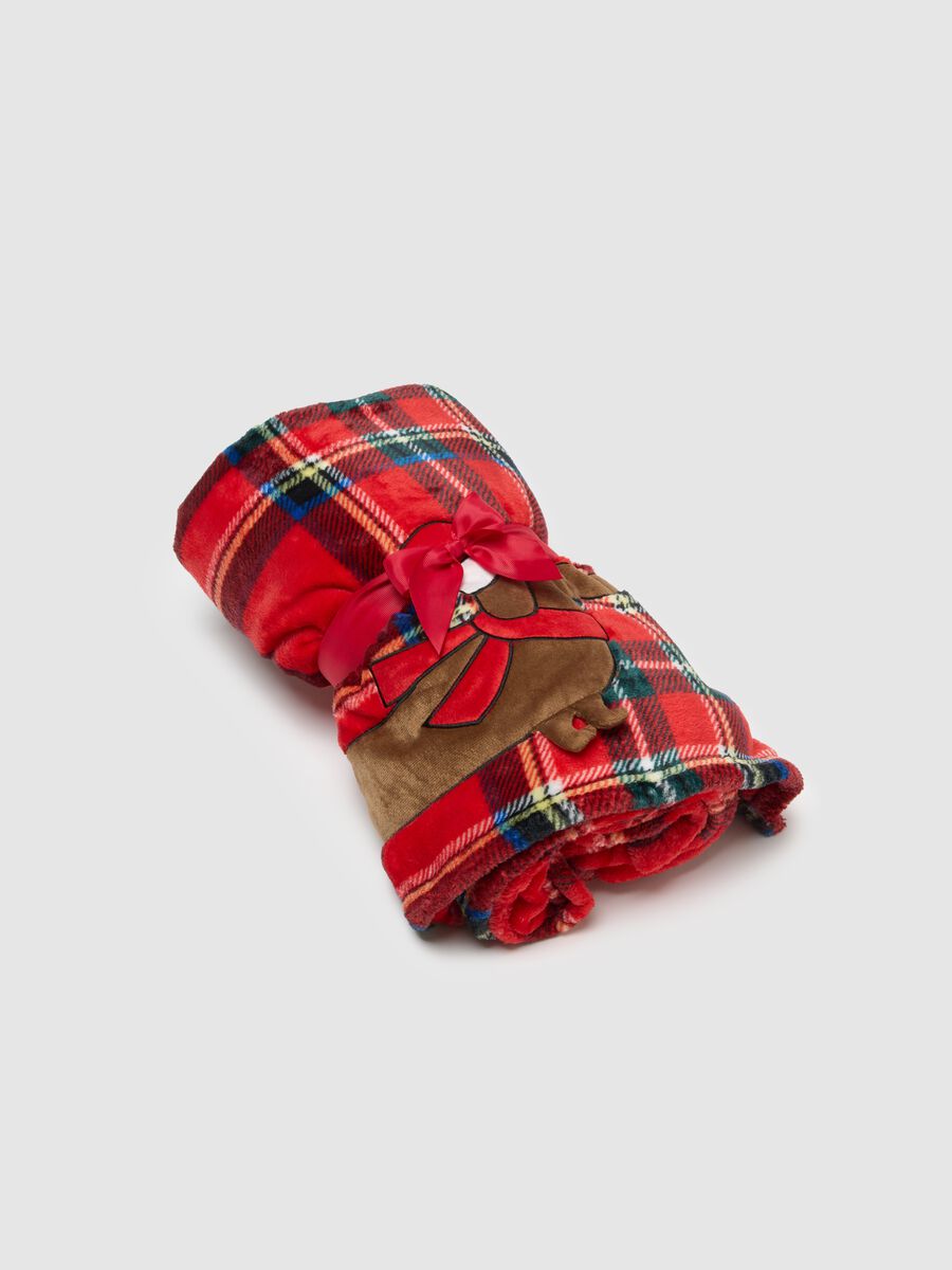 Multicolour checked blanket with dachshund_0