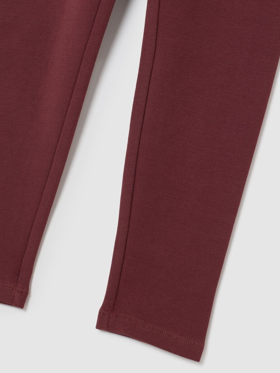 Leggings skinny rossi da bambina in cotone elasticizzato_3