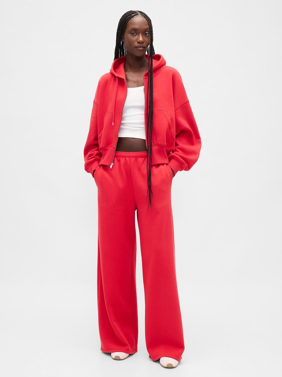 Red Cotton Blend Trousers_0