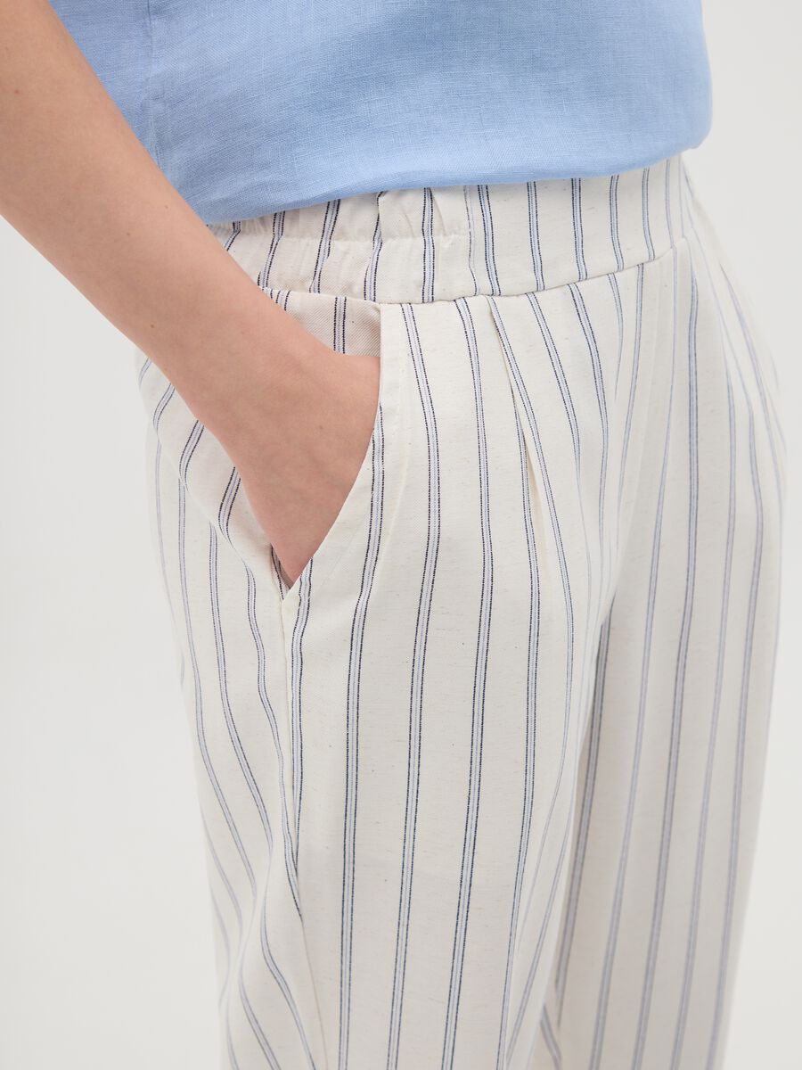 Women's multicolour linen blend trousers regular fit_2