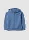 Blue organic cotton hooded sweatshirt with oversized fit for boys_0