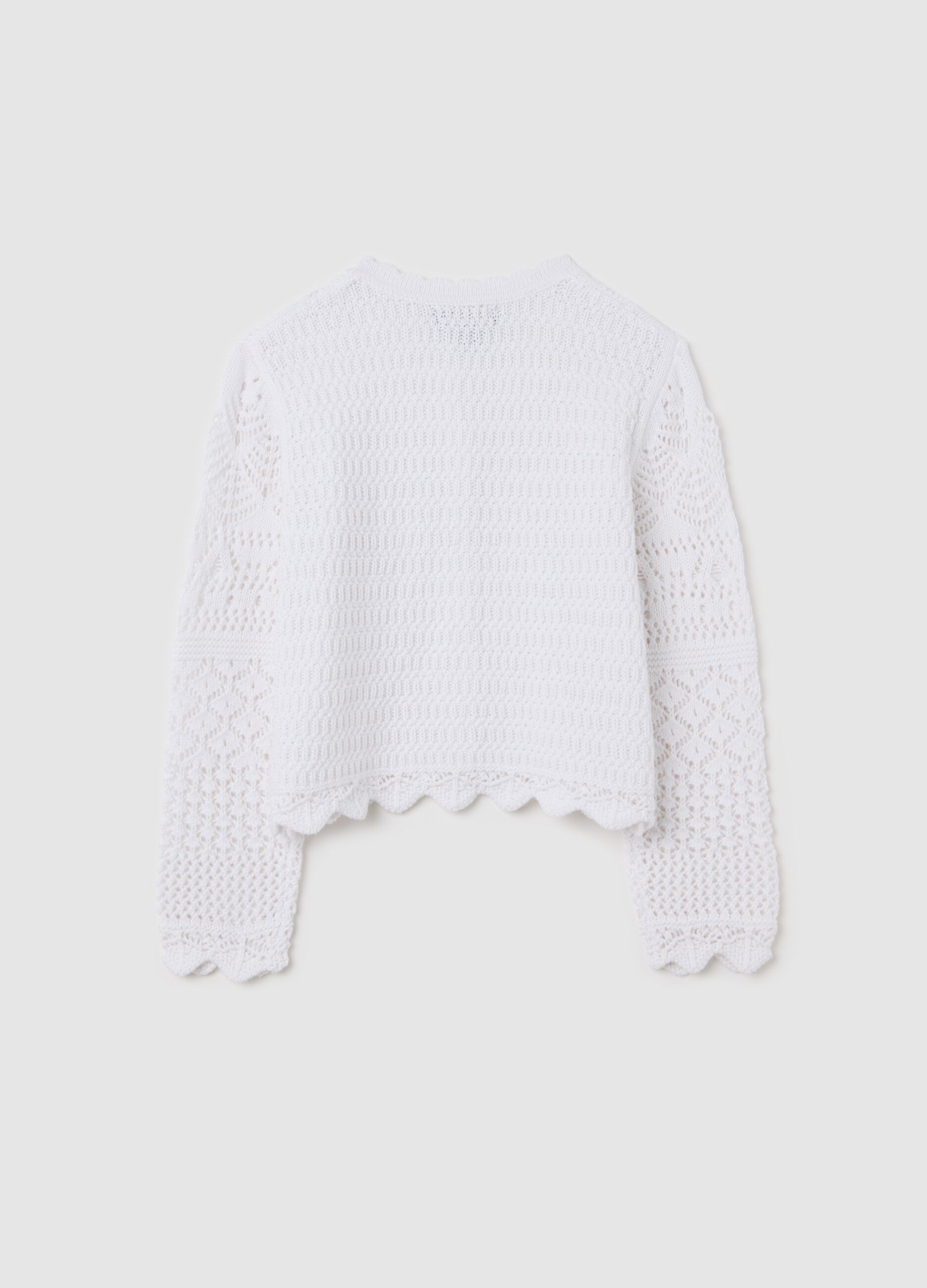 White cardigan with openwork design