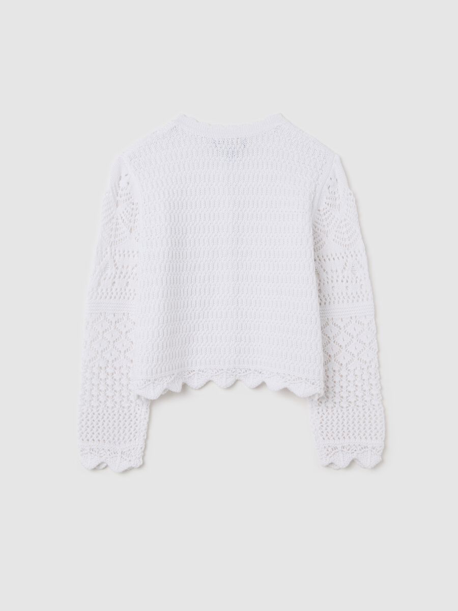 White cardigan with openwork design_1