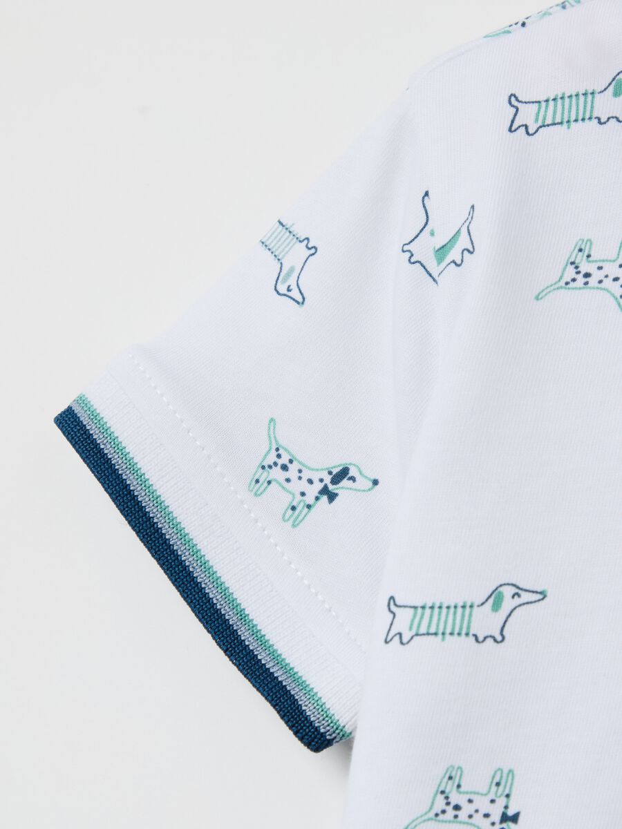 Cotton polo shirt with puppy print_3