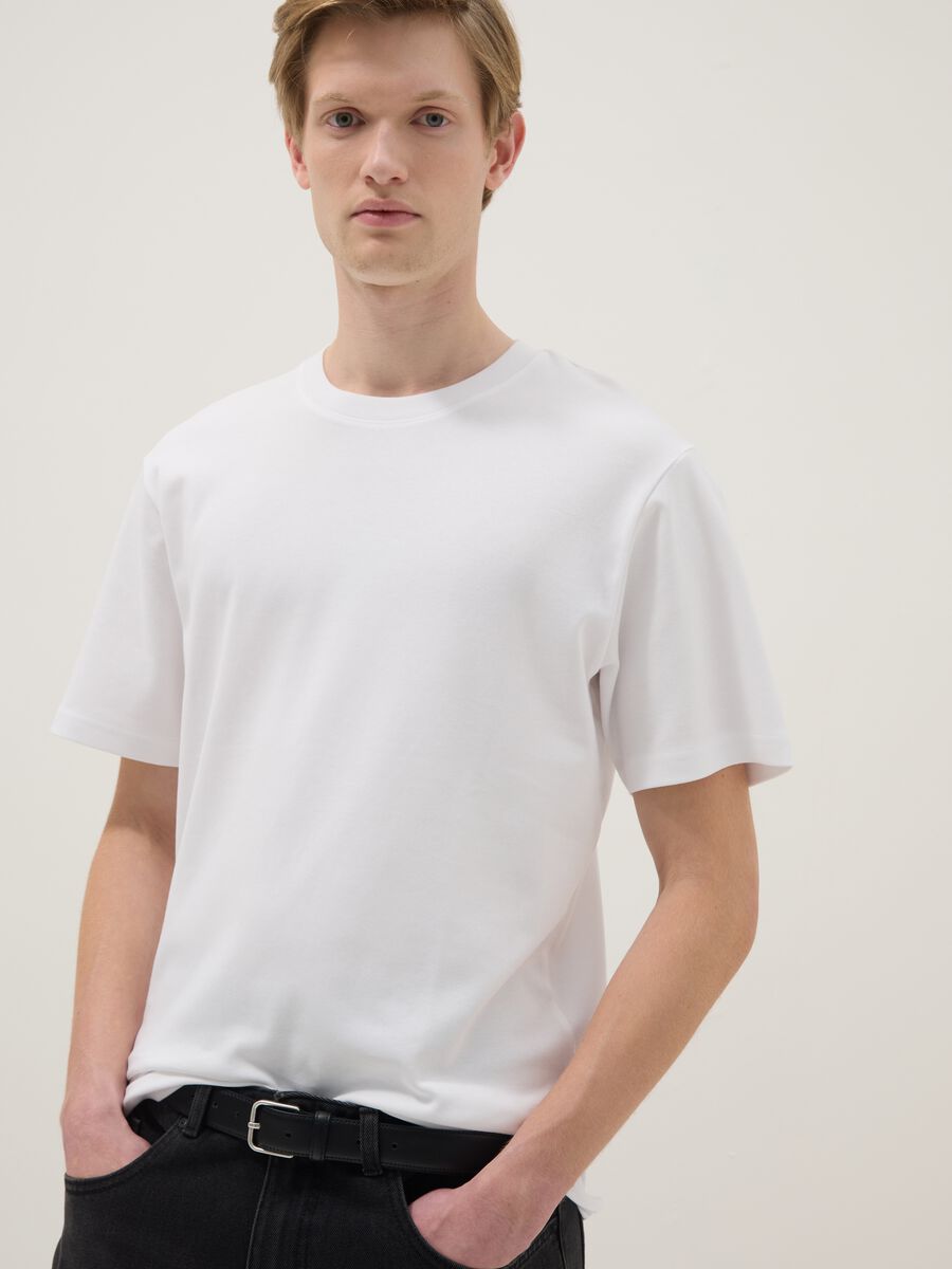 T-shirt The Iconic Tee bianca in puro cotone relaxed fit_4