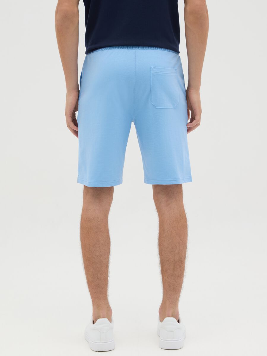 Men's regular fit sky blue cotton blend shorts with back pocket_3