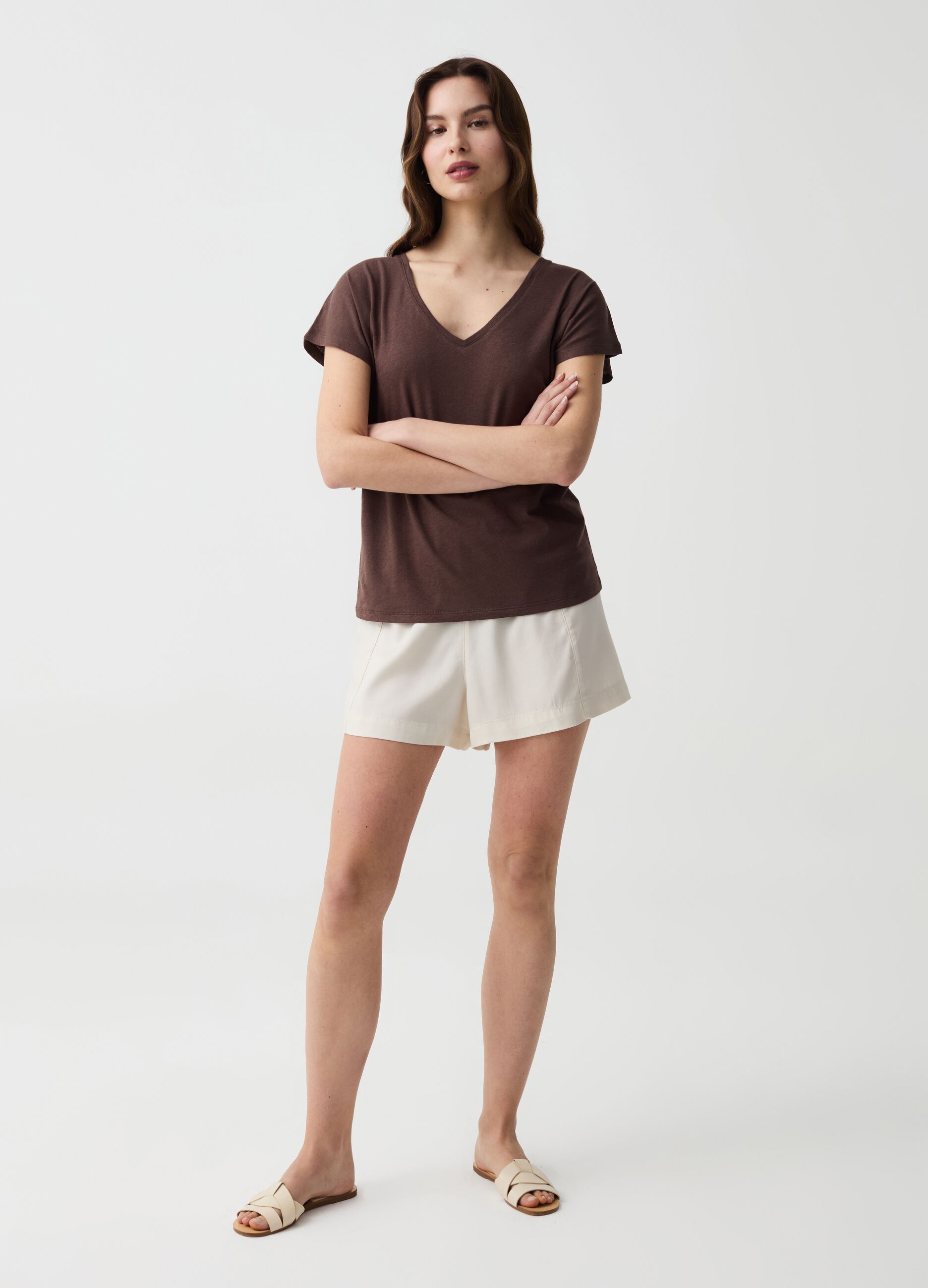Shorts in Lyocell a vita alta